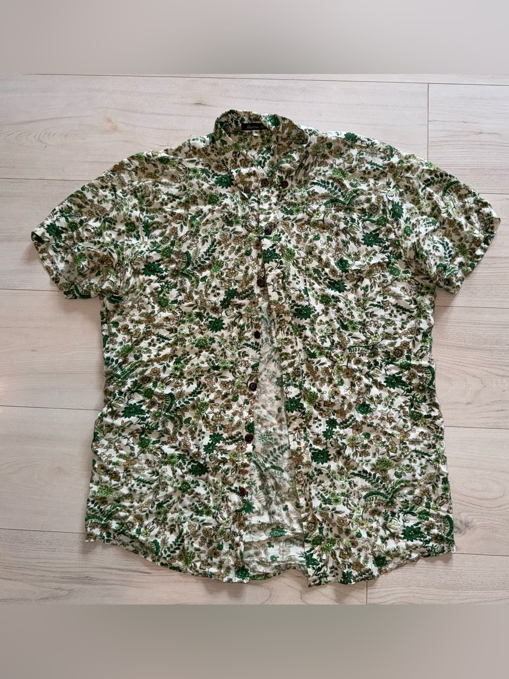 Handsome Me Casual Short-Sleeve Floral Button-Down Shirt - Green